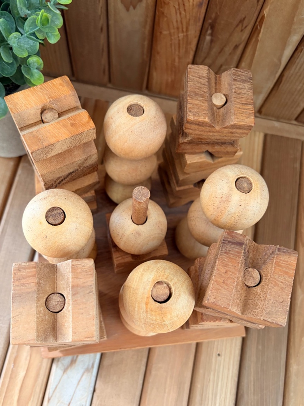 Sculptural Wooden Decor, Vintage Inspired Organic Puzzle Wabi Sabi Minimalist - Picture 2 of 9